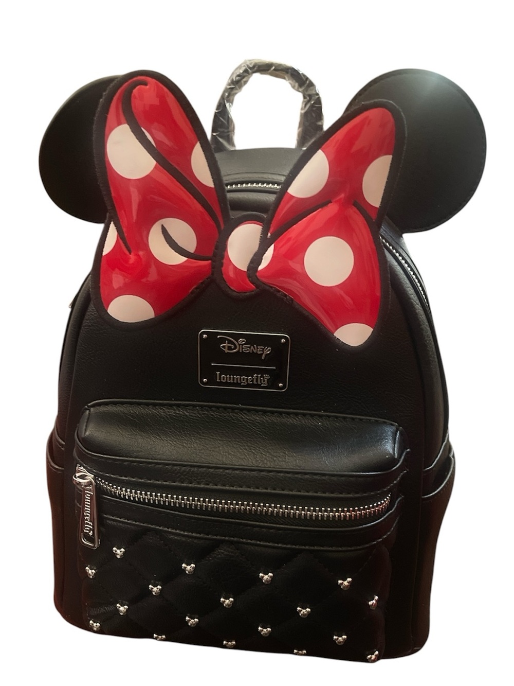 Loungefly Disney Minnie Mouse Black Backpack with Red Polka Dot Bow and Ears